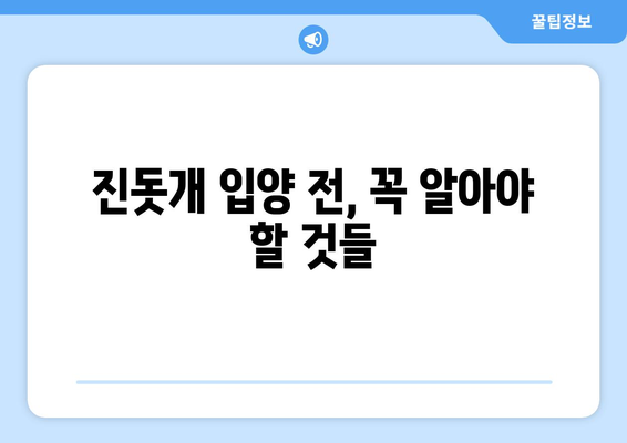 진돗개 분양 가이드| 건강한 반려견 선택부터 책임감 있는 입양까지 | 진돗개, 분양, 입양, 반려견, 책임감