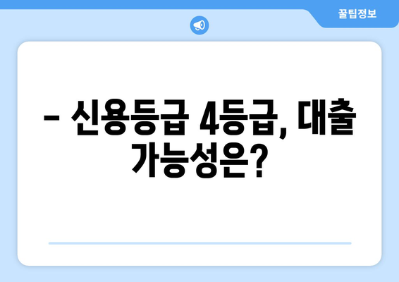 신용등급 4등급이면 대출 가능할까요? | 신용대출, 주택담보대출, 가능성, 한도, 금리