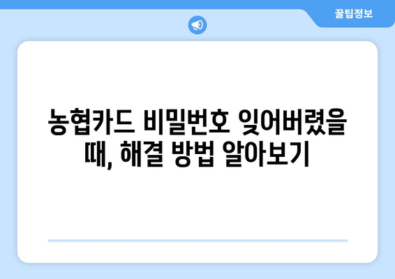 농협카드 비밀번호 초과 시 해결 방법| 잠금 해제 및 비밀번호 변경 가이드 | 농협카드, 비밀번호, 잠금 해제, 변경