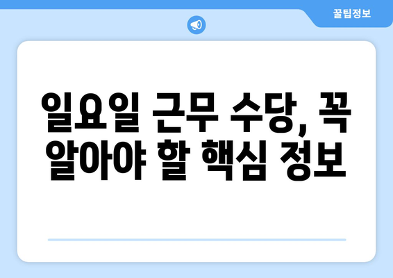 일요일 근무 수당, 제대로 받고 계신가요? | 일요일 근무, 추가 수당, 법률, 계산 방법