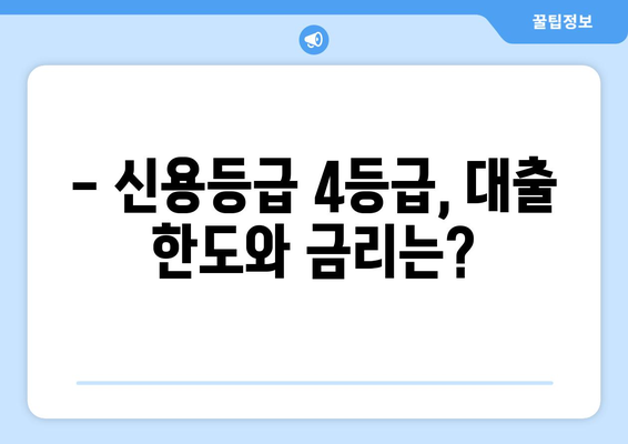 신용등급 4등급이면 대출 가능할까요? | 신용대출, 주택담보대출, 가능성, 한도, 금리