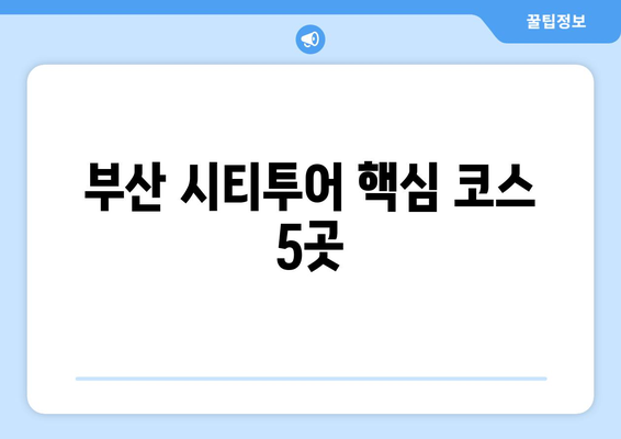 부산 시티투어 코스 추천| 놓치면 후회할 핵심 코스 5곳 | 부산 여행, 관광, 가볼 만한 곳, 필수 코스