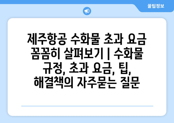 제주항공 수화물 초과 요금 꼼꼼히 살펴보기 | 수화물 규정, 초과 요금, 팁, 해결책