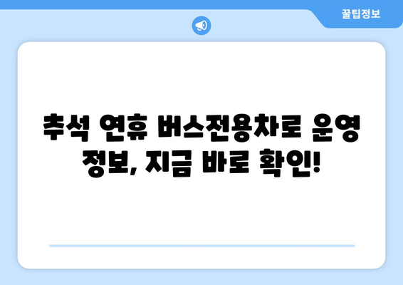 추석 연휴 버스전용차로 운영 시간표| 지역별 상세 정보 | 추석, 버스전용차로, 연휴, 교통 정보, 시간표