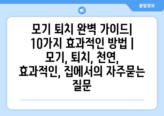 모기 퇴치 완벽 가이드| 10가지 효과적인 방법 | 모기, 퇴치, 천연, 효과적인, 집에서