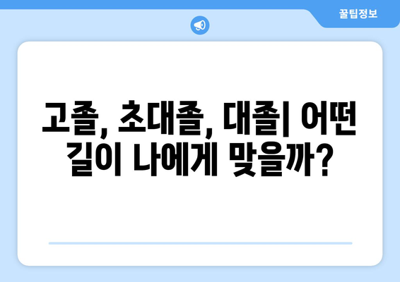 고졸, 초대졸, 대졸| 어떤 차이가 있을까요? | 학력, 차이점, 비교, 진로