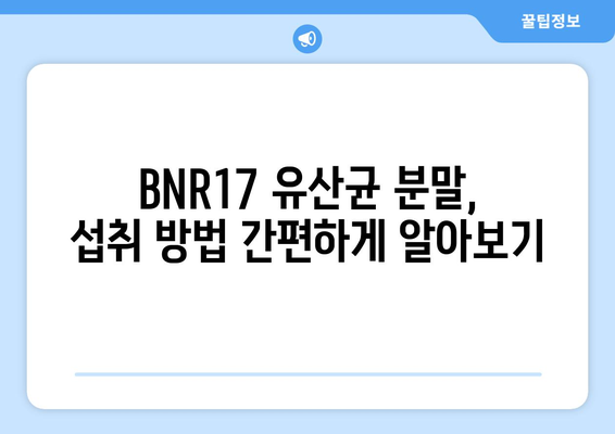 BNR17 유산균 분말, 장 건강 위한 선택? 효능과 섭취 방법 총정리 | 유산균, 장 건강, BNR17, 분말, 섭취, 효과