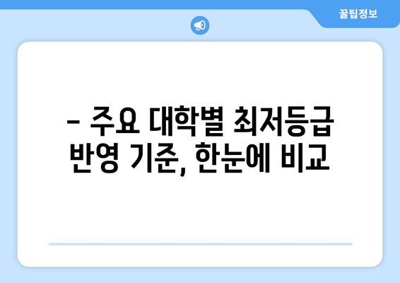 수능 최저등급 적용 대학 총정리 | 2024학년도 입시, 최저등급 반영 기준 확인