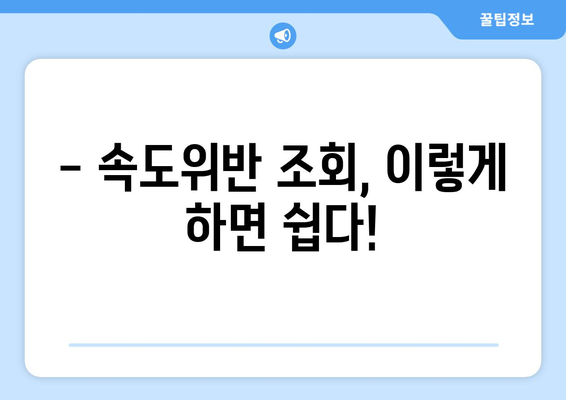 속도위반, 실시간 조회로 바로 확인하세요! | 과태료, 벌점, 조회 방법, 범칙금, 교통법규