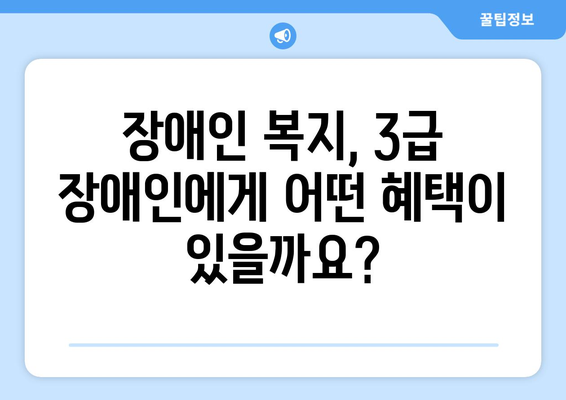 장애 3급, 혜택 알아보기| 지원 정책 및 지원 대상 | 장애인복지, 장애등급, 혜택 안내, 지원 정보