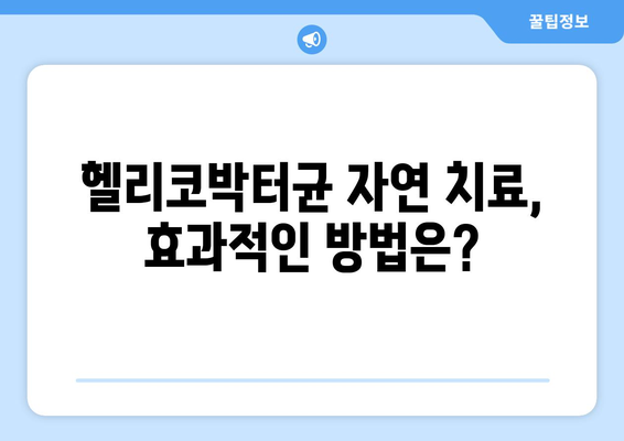 헬리코박터균 자연치료| 효과적인 방법과 주의 사항 | 헬리코박터, 위염, 위궤양, 천연치료, 식단, 생활습관