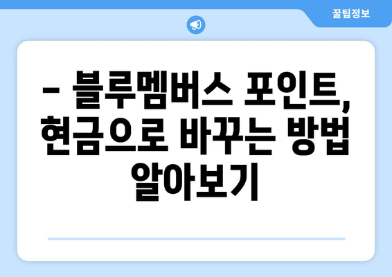 블루멤버스 포인트 현금화 완벽 가이드| 방법, 꿀팁, 주의사항까지! | 현금 전환, 포인트 사용, 혜택