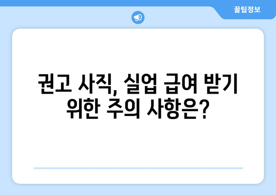 권고 사직 후 실업 급여, 받을 수 있을까요? | 권고 사직, 실업 급여, 조건, 절차, 팁