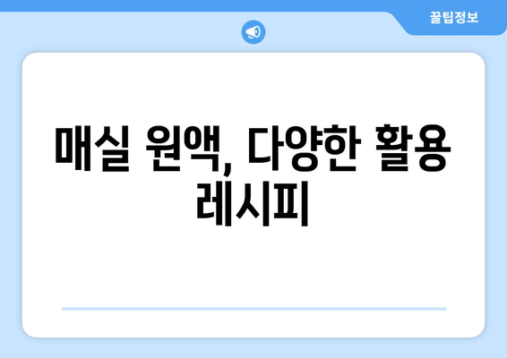 오래된 매실 원액, 활용법과 보관법 완벽 가이드 | 매실청, 매실 효능, 매실 장아찌, 매실 효소