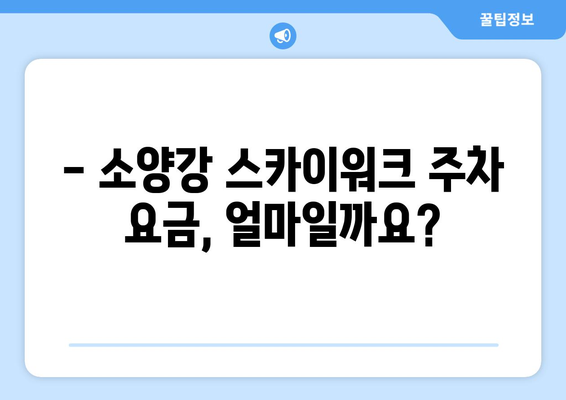 소양강 스카이워크 주차장 완벽 가이드 | 주차 요금, 위치, 꿀팁