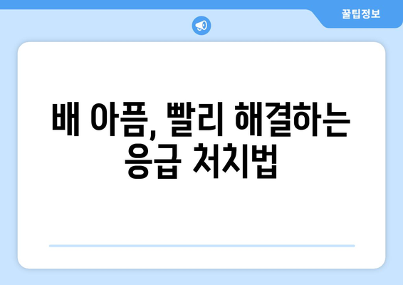 배 아플 때 즉시 해결하는 5가지 방법 | 응급처치, 원인, 완화, 진통제, 병원