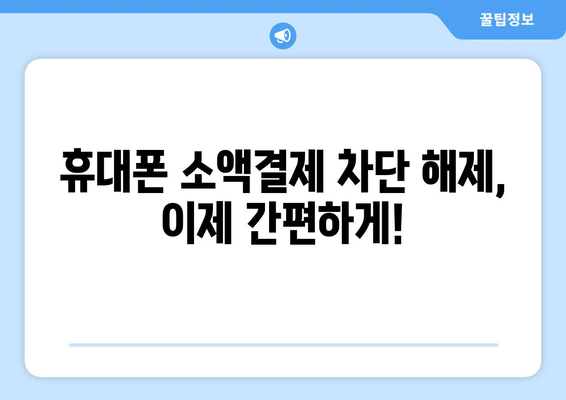 휴대폰 소액결제 차단 해제, 이제 쉽게 해보세요! | 해제 방법, 주의 사항, 자주 묻는 질문