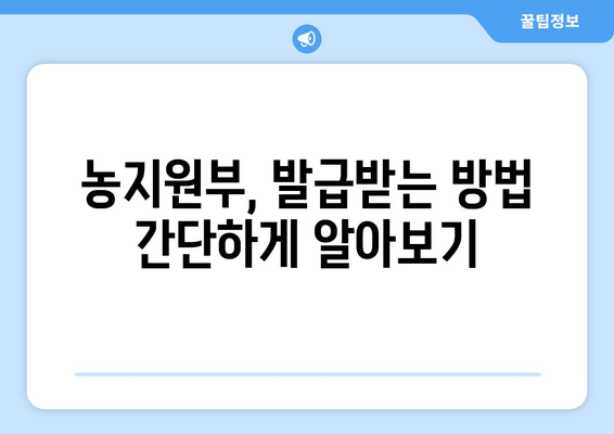 농지원부 발급, 이렇게 하면 됩니다! | 농지원부, 발급 방법, 필요 서류, 주의 사항