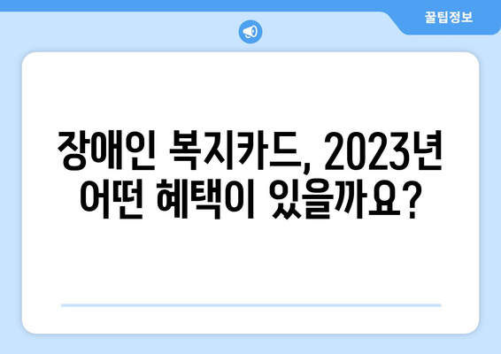 장애인 복지카드 혜택 총정리|  2023년 최신 정보 | 장애인, 복지, 지원, 혜택, 정보