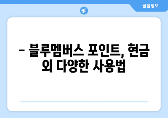 블루멤버스 포인트 현금화 완벽 가이드| 방법, 꿀팁, 주의사항까지! | 현금 전환, 포인트 사용, 혜택