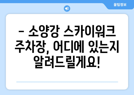 소양강 스카이워크 주차장 완벽 가이드 | 주차 요금, 위치, 꿀팁