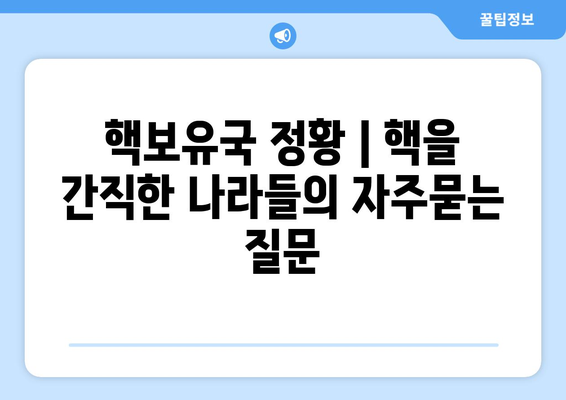 핵보유국 정황 | 핵을 간직한 나라들