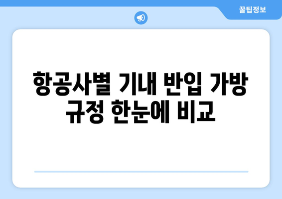 기내 반입 규정 비교 | 항공사별 허용 가방 수와 크기