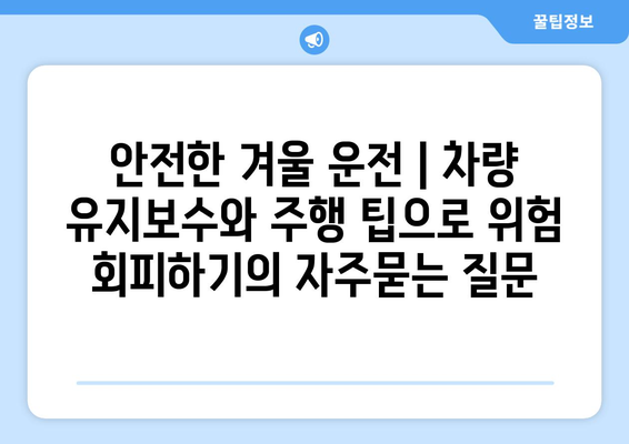 안전한 겨울 운전 | 차량 유지보수와 주행 팁으로 위험 회피하기