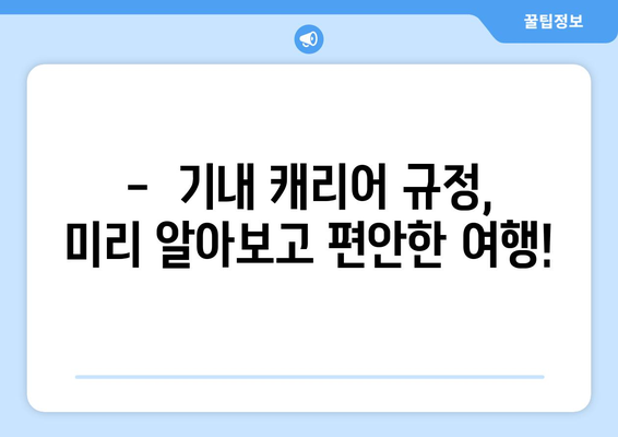 비행기 기내 캐리어 규격 및 보관 방법 총정리 | 항공사별 규정 비교