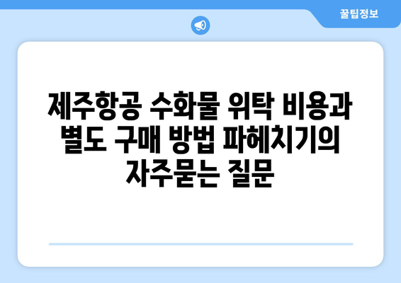 제주항공 수화물 위탁 비용과 별도 구매 방법 파헤치기