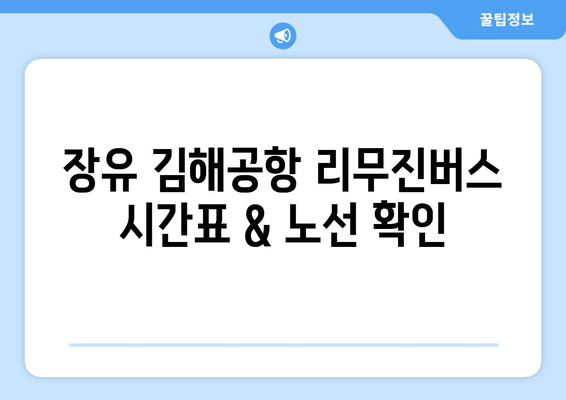 장유 김해공항 리무진버스 이용 방법과 요금 정보