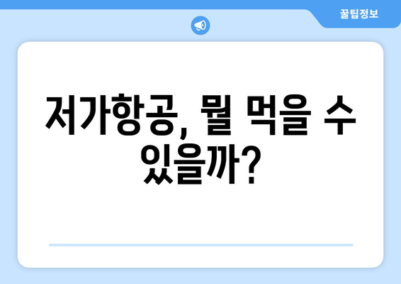 저가항공 음식물 반입 꿀팁 | 안전하고 편리한 방법