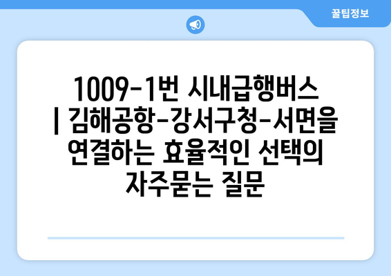 1009-1번 시내급행버스 | 김해공항-강서구청-서면을 연결하는 효율적인 선택