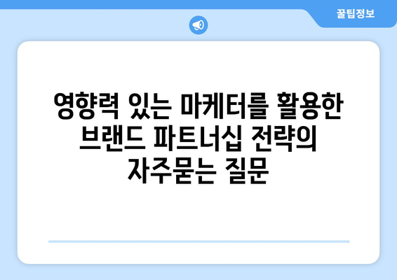 영향력 있는 마케터를 활용한 브랜드 파트너십 전략