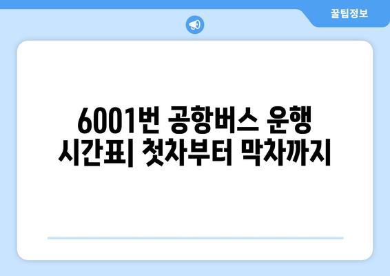 6001번 공항버스 | 운행 시간, 정류장, 요금 정보