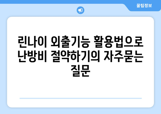 린나이 외출기능 활용법으로 난방비 절약하기