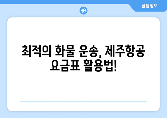 제주항공 화물 요금표 분석 | 효율적인 운송을 위한 가이드