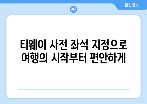 티웨이 사전 좌석 지정으로 편안한 여행을 보장하세요