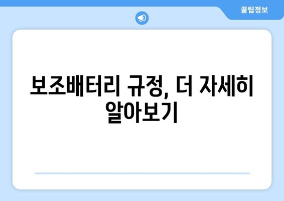 비행기 기내 보조배터리 반입 허용 개수와 용량 | 항공사별 규정 모음