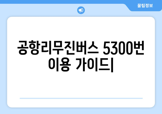 공항리무진버스 5300번 | 시간표, 요금, 노선 안내