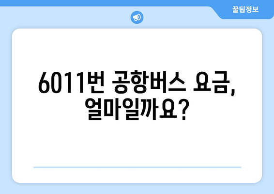 6011번 공항버스 | 운행 시간, 노선, 요금