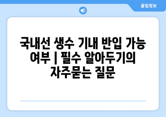 국내선 생수 기내 반입 가능 여부 | 필수 알아두기