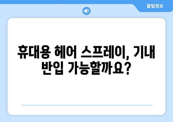 국제선 헤어 스프레이 반입 규정 | 안전 기준 알아두기