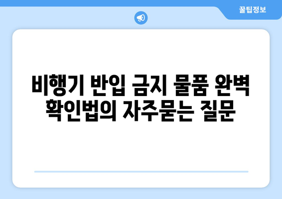 비행기 반입 금지 물품 완벽 확인법