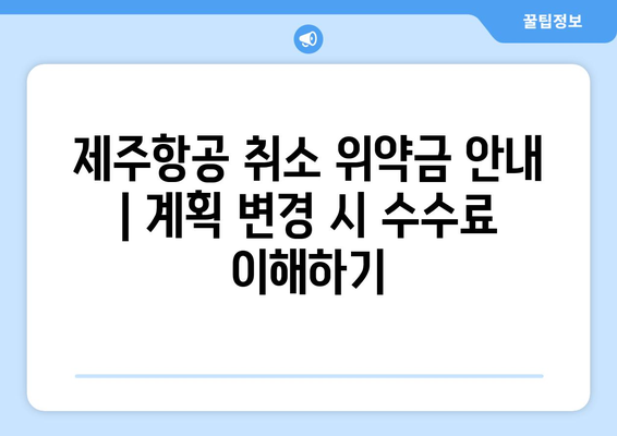 제주항공 취소 위약금 안내 | 계획 변경 시 수수료 이해하기