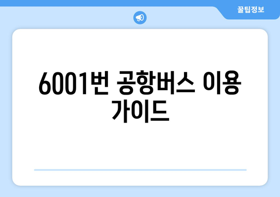 6001번 공항버스 | 운행 시간, 정류장, 요금 정보