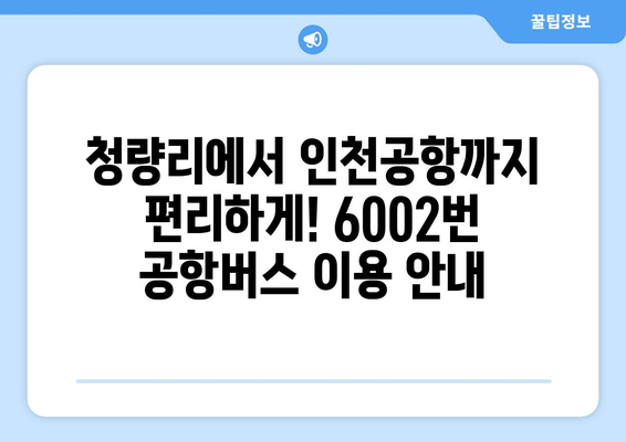 6002번 공항버스 | 청량리-인천공항 운행 시간 및 요금