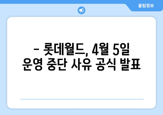 롯데월드 4월 5일 운영 중단 사유 공개