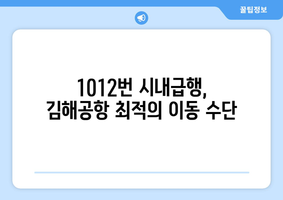 1012번 시내급행버스 | 금곡-김해국제공항으로의 빠른 연결