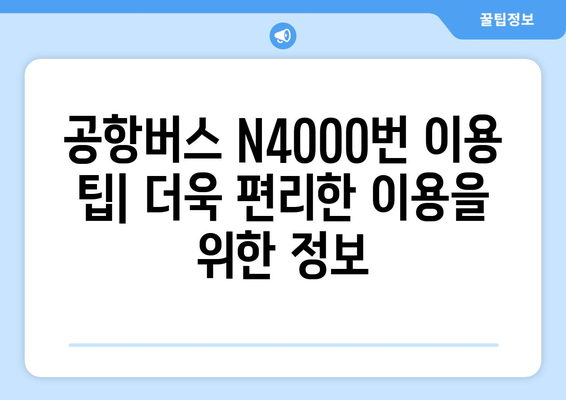 공항버스 N4000번 | 시간표, 운행 정보, 노선 안내